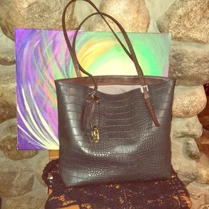 Black Tote Snakeskin look Designer inspired
